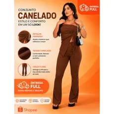 Conjunto Feminino Calça E Blusa Cropped Tomara Que Caia Assimetrica