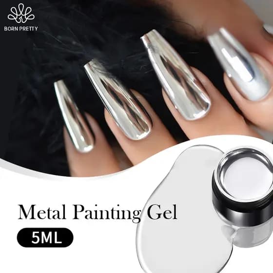 BORN PRETTY Super Brilhante Gel Unhas De Pintura Metálico Polimento Ouro Prata Espelho De Unhas Linhas Francesas 5ML