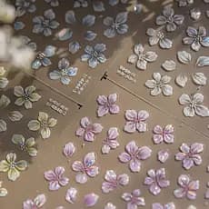 Flores Florescendo Cereja Sakura Vivendo Pêssego Ramo Macio Alívio Primavera Adesivo Arte Do Prego Chique Manicure Decal
