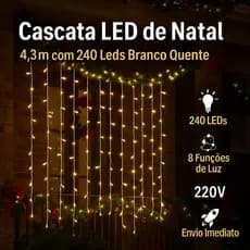 Luzes Cascata Led 240 Uni 4,3 M Pisca Pisca Natal 220v Decoração Luz Natalina 220V /127V Decorativa