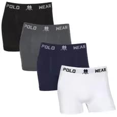 Kit 4 Cuecas Boxer Masculina Polo Wear Cuecas Box Adulto Sem Costura Original