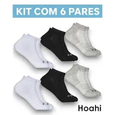 Kit Com 12 Meias Cano Curto Soquete 6 Pares De Algodão Femininas e Masculinas Hoahi Atacado