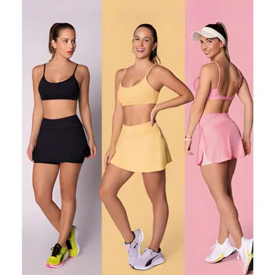 Short Saia Fitness Academia Feminino Sport Academia Ginástica Yoga Corrida Selene Original