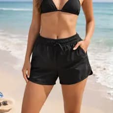 Short Saida de Praia em Poliamida com  Elastico e Regulador na Cintura Bolsos Praia Verão Academia