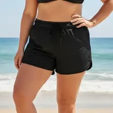Short Saida de Praia Poliamida Plus Elástico e Regulador na Cintura Bolsos Praia Verão Academia