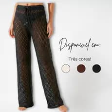 Saída de praia chique Calça Praia Renda pantalona Transparência  Moda Verão Praia Piscina Cruzeiro Premium