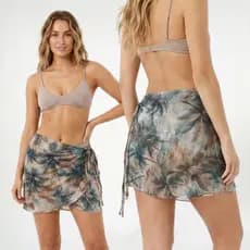 Saída de praia feminino chique Pareô Mini Saia Transpassado envelope Tule Verão Piscina