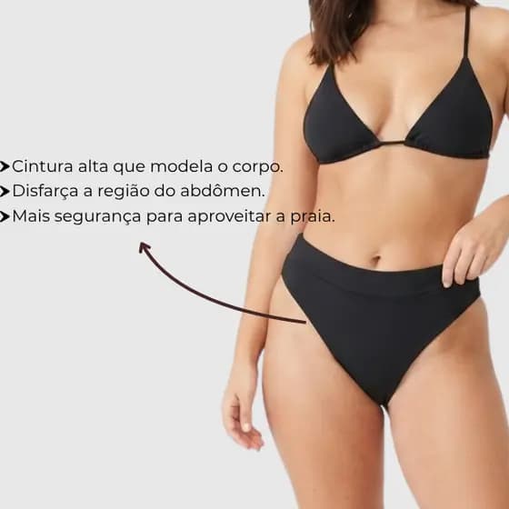 Calcinha biquíni cintura alta avulsa fio dental duplo