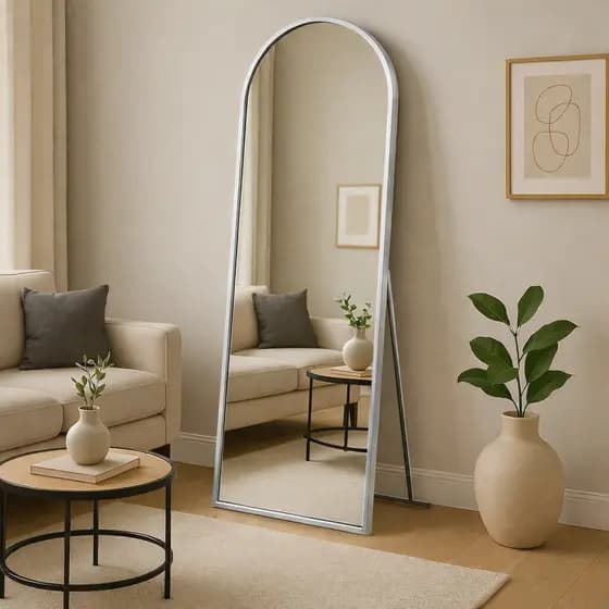 Espelho Corpo Inteiro 50cm x110cm Portal Grande De Chão Decoração Sala Lavabo Closet Moldura Couro