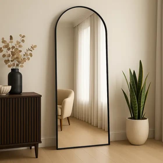 Espelho Corpo Inteiro 50cm x 1m Grande De Chão Portal Moldura de Couro Decoração Sala Closet Loja