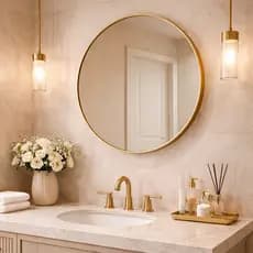 Espelho Redondo Moldura 80cm + Kit Instalação Decoração Sala Banheiro Lavabo Casa Quarto Hall Loja