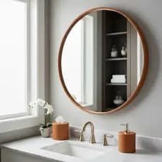 Espelho Redondo Moldura 70cm + Kit Instalação Decoração Sala Banheiro Lavabo Casa Quarto Hall Loja