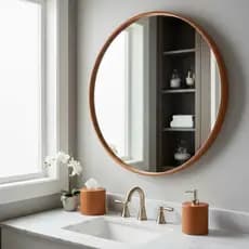 Espelho Redondo Moldura 90cm + Kit Instalação Decoração Sala Banheiro Lavabo Casa Quarto Hall Loja