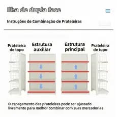 Gôndola Parede 5 Prateleiras Collection Iron Commodity Rack Large Capacity & Weight Resistant