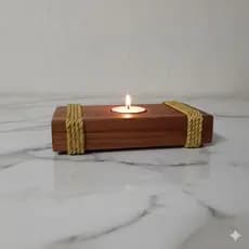 Porta Vela Rechaud de Madeira 16x8x3 cm | Castiçal | Decoração | Minimalista | Artesanal Sala Quarto