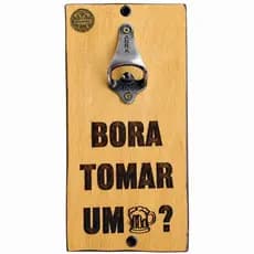 Abridor Magnético de Garrafa | 25x12 cm | Madeira | Gravação à laser Bora Tomar Uma? Pendurar parede