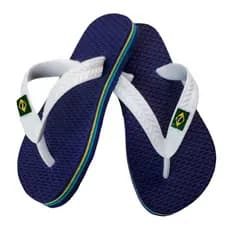 Chinelo Infantil Do Brasil Azul e Branco Três Filetes Juvenil Menino Menina De Dedo