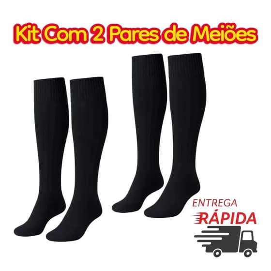 Kit Com 2 Pares de Meiões De Futebol Society Adulto Masculino Qualidade Feminino