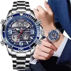 relogio masculino LIGE Novo Relógio Moda Data Quartz Homen Relógios Top Marca Luxo Cronógrafo Esporte Duplo Display