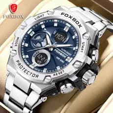 LIGE Relogio LCD Digital de Quartzo Masculino Moda Aço Inoxidável Anti-ferrugem Esporte Relógios