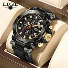 LIGE Relógio Original Masculino Negócios Moda 50M À Prova D 'Água Luminoso Quartzo Relógio de Pulso Esporte Cronógrafo Montres