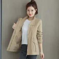 Casaco Exterior De Primavera Para Mulheres Windbreaker Curto Com Forro