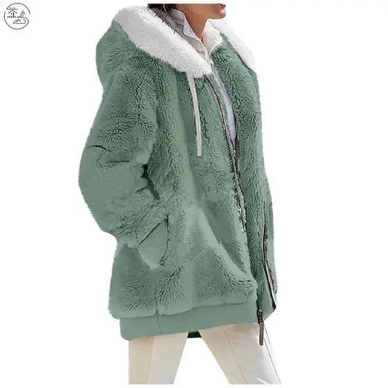 Casaco De Pelúcia Inverno Feminino De Manga Longa Fofa Quente