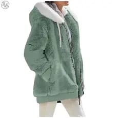 Casaco De Pelúcia Inverno Feminino De Manga Longa Fofa Quente