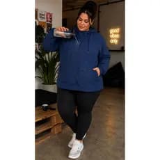 Jaqueta Feminina Forrada G1 G2 G3 Corta Vento Plus Size Academia Caminhada Secagem Rápida