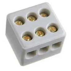 Conector De Porcelana Para Fios Chuveiro Ducha 6mm/10mm/16mm De 3 ou 2 Polos