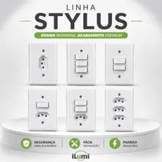 Tomada e Interruptor Ilumi Linha Stylus 4x2 10A 20A Monobloco