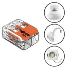 Kit 3 Conector Wago Emenda 2 Fios 6mm ou 4mm Instalação Chuveiros, Torneiras e Luminárias