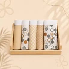 Pano De Prato Branco 100% Algodão e barrado de Tricoline Kit Com 5 Peças