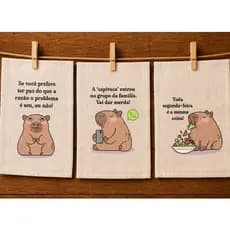 Kit Panos de Prato Capivara Divertida Estampas Exclusivas Compre Agora!
