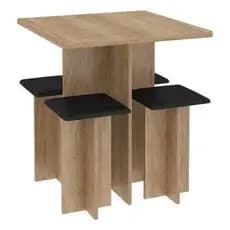 Kit/CONJUNTO de Mesa C/ Bancos/Cadeiras sem encosto Decorativa P/ Cozinha/Área de Lazer/Sala