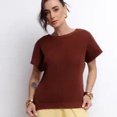 Blusa Feminina Moda Tendência Verão Manga Morcego Tricot Fang