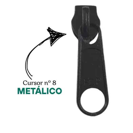 (2 opções: 5 e 10pçs) Cursor nº8 para Ziper - Metálico Preto - Metálico