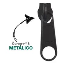 (2 opções: 5 e 10pçs) Cursor nº8 para Ziper - Metálico Preto - Metálico