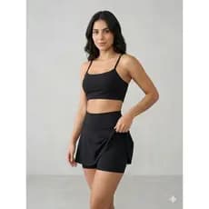 Conjunto Feminino Top Short Saia Academia Fitness Cintura Alta Modeladora Legging Fitness Tapa Bumbum  Comfortavel