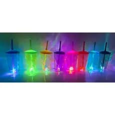 Kit 5 copos Shake Twister com LED 500ml acompanha tampa e canudo