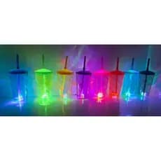 Kit 26 copos twister shake com Led 500ml com tampa e canudo
