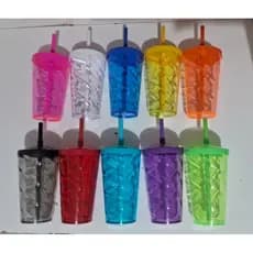 Kit 5 Copos twister shake 500ml com tampa e canudo festa aniversário