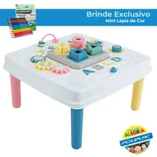 Mini Mesinha Didática Infantil Poliplac | com Formas, Números e Engrenagens | Brinquedo Educativo