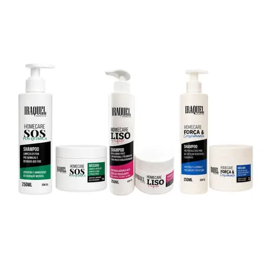 Kit Cronograma Iraquel (Kit força e crescimento + Kit S.O.S + Kit Liso Perfeito) 250g