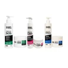 Kit Cronograma Iraquel (Kit força e crescimento + Kit S.O.S + Kit Liso Perfeito) 250g