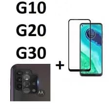 Kit 2 em 1 Pelicula de Vidro 3D Temperado + Pelicula para Camera Traseira 3D Motorola Moto G10 G20 G30