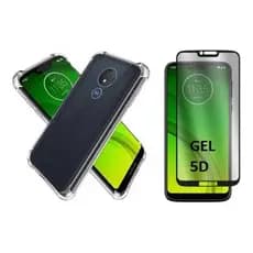 kit 2 em 1 Capa Capinha Anti-Impacto + Pelicula Frontal 5D NanoGel Moto G7Power