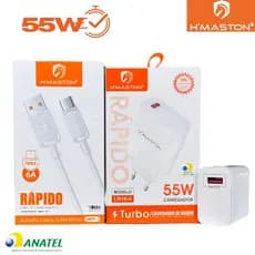 Carregador 55W Turbo + Cabo 1 Metro Tipo-C H'Maston LR16-4 - Bivolt
