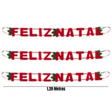Placa Feliz Natal 120CM Decoração De Porta E Parede Enfeite Natalino