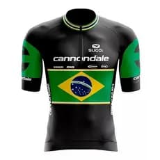Camisa De Ciclismo Canondalle Brasil Preta Masculina/Feminino e Infantil
